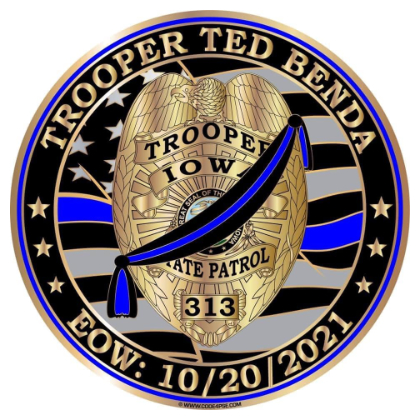 Memorial badge for Trooper Ted Benda